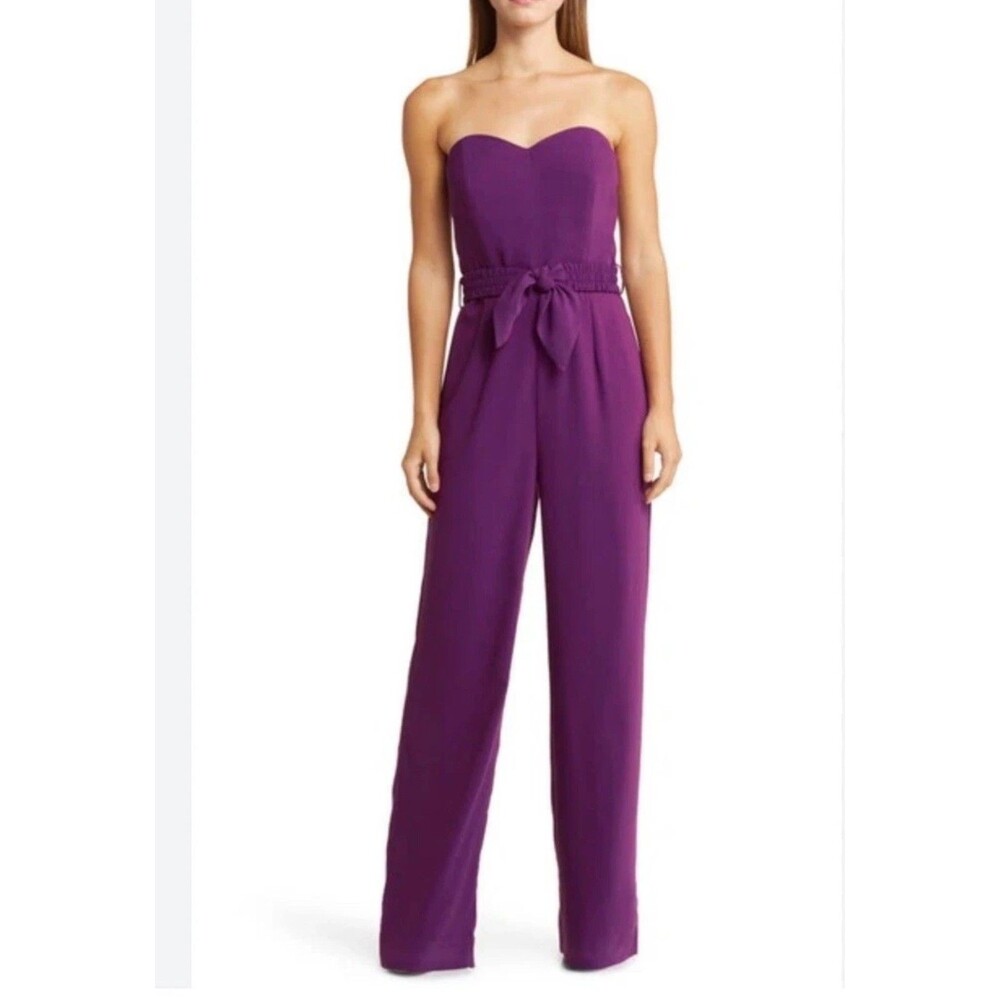 Lilly Pulitzer Jumpsuit Womens 8 Rosalie Strapless Tie Waist Wide Leg Amarena